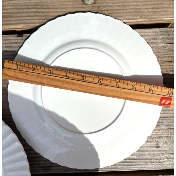 J&G Meakin Chatsworth Ironstone Dinner Plates Set Of 3 Vintage White Ribbed Desi - Picture 14 of 15